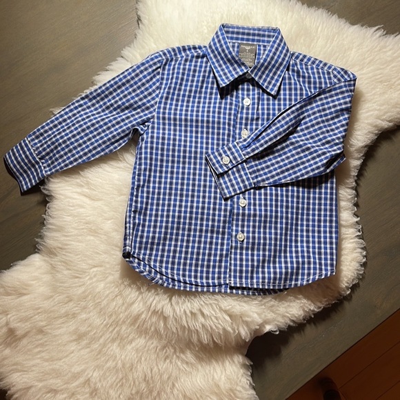 Dockers, Boy’s (size 4) Button-down Plaid Shirt, Blue and White - Picture 2 of 11